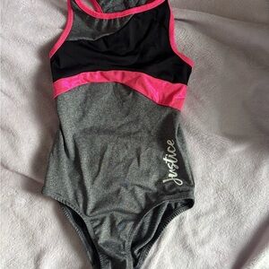 Justice Girls' Black and Pink One Piece Leotard